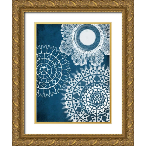 Blue Patterns Mate Gold Ornate Wood Framed Art Print with Double Matting by Grey, Jace