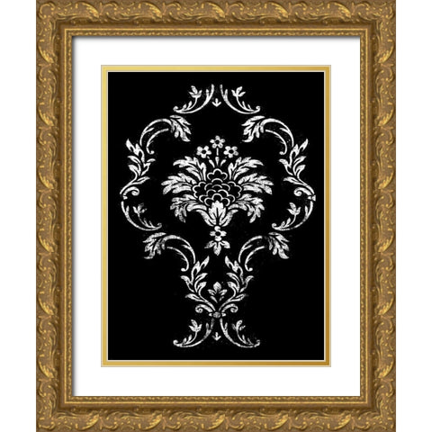 black pattern Gold Ornate Wood Framed Art Print with Double Matting by Grey, Jace