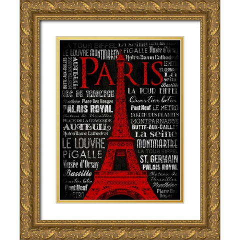 Paris Type RED Gold Ornate Wood Framed Art Print with Double Matting by Grey, Jace