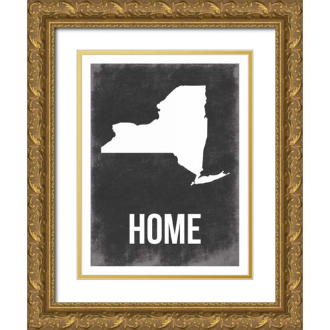 NY Home Gold Ornate Wood Framed Art Print with Double Matting by Grey, Jace