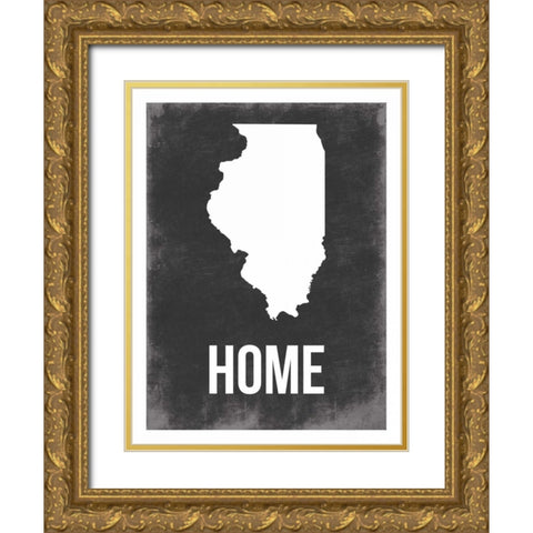 ILLinois Home Gold Ornate Wood Framed Art Print with Double Matting by Grey, Jace