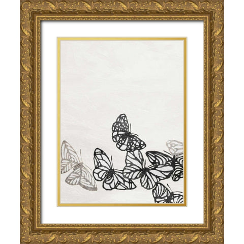 Butterflies Gold Ornate Wood Framed Art Print with Double Matting by Grey, Jace