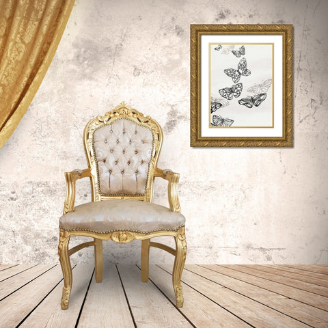 Butterflies Mate Gold Ornate Wood Framed Art Print with Double Matting by Grey, Jace