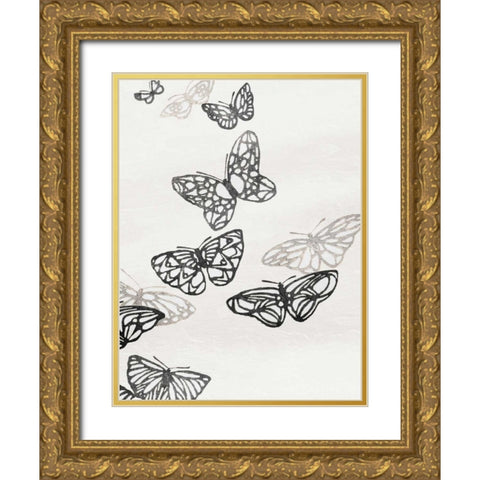 Butterflies Mate Gold Ornate Wood Framed Art Print with Double Matting by Grey, Jace