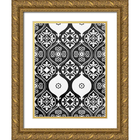 BW Pattern Gold Ornate Wood Framed Art Print with Double Matting by Grey, Jace