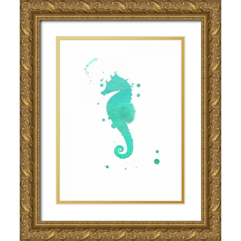 Seahorse splat Gold Ornate Wood Framed Art Print with Double Matting by Grey, Jace