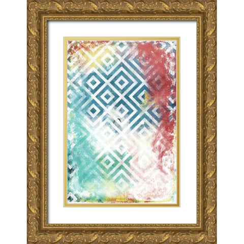 Happy cosmic pattern Gold Ornate Wood Framed Art Print with Double Matting by Grey, Jace