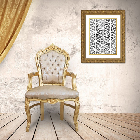 Triangular animals BW Gold Ornate Wood Framed Art Print with Double Matting by Grey, Jace