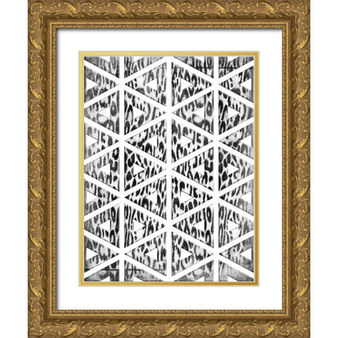 Triangular animals BW Gold Ornate Wood Framed Art Print with Double Matting by Grey, Jace