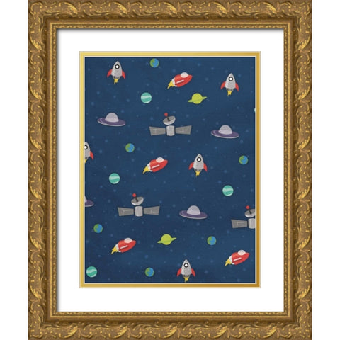 Fun space Gold Ornate Wood Framed Art Print with Double Matting by Grey, Jace