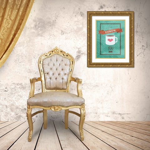 Coffee Loves Gold Ornate Wood Framed Art Print with Double Matting by Grey, Jace