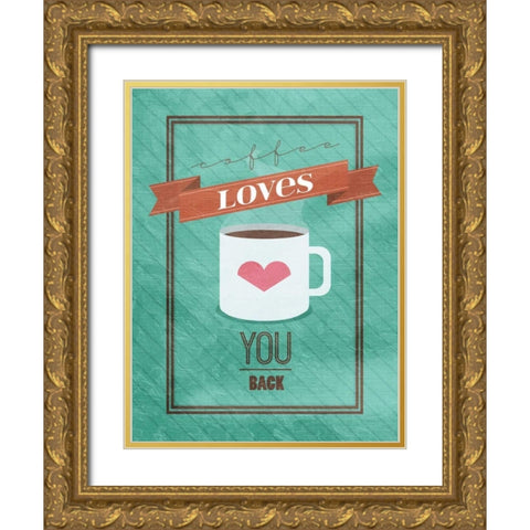 Coffee Loves Gold Ornate Wood Framed Art Print with Double Matting by Grey, Jace