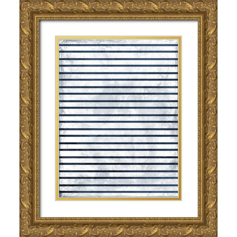 Indigo stripes Gold Ornate Wood Framed Art Print with Double Matting by Grey, Jace