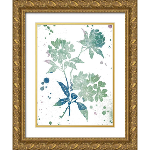 Floral Neutral Splatter Gold Ornate Wood Framed Art Print with Double Matting by Grey, Jace