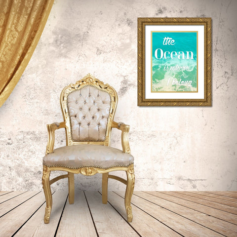 The Ocean Gold Ornate Wood Framed Art Print with Double Matting by Grey, Jace