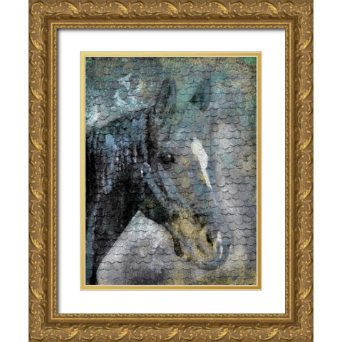 Blue Horse Scales Gold Ornate Wood Framed Art Print with Double Matting by Grey, Jace