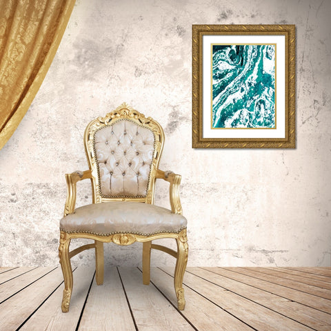 Iron Aqua Gold Ornate Wood Framed Art Print with Double Matting by Grey, Jace