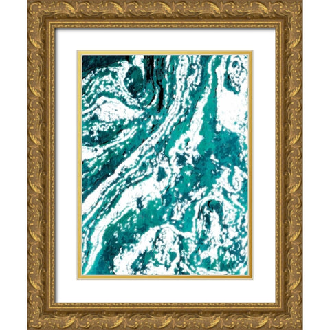 Iron Aqua Gold Ornate Wood Framed Art Print with Double Matting by Grey, Jace