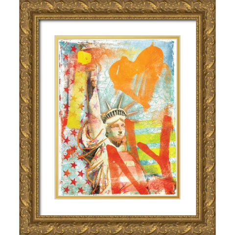 I Love Ny Gold Ornate Wood Framed Art Print with Double Matting by Grey, Jace