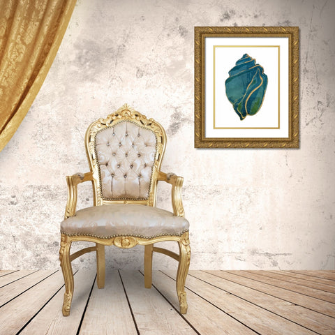 Gold Trim Sea Green Shells Mate Gold Ornate Wood Framed Art Print with Double Matting by Grey, Jace