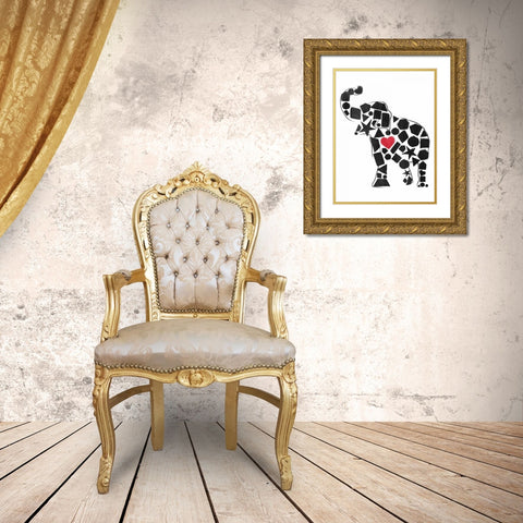 Elephant Shapes Gold Ornate Wood Framed Art Print with Double Matting by Grey, Jace