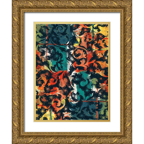 Coastal Floral Patch Gold Ornate Wood Framed Art Print with Double Matting by Grey, Jace