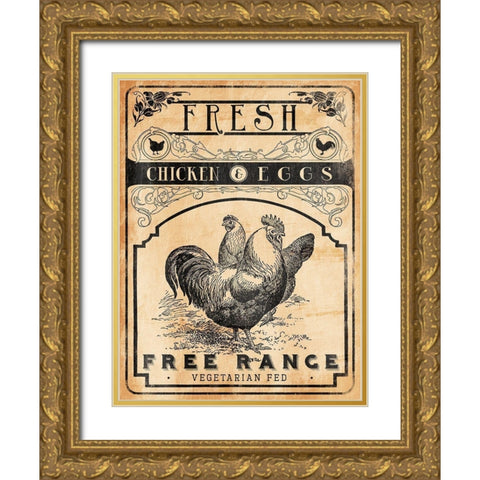 Chicken Eggs Gold Ornate Wood Framed Art Print with Double Matting by Grey, Jace