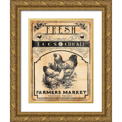 Eggs Chicken Gold Ornate Wood Framed Art Print with Double Matting by Grey, Jace