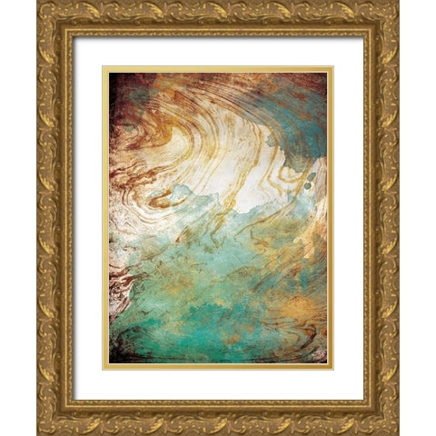 Golden Sea Marble Gold Ornate Wood Framed Art Print with Double Matting by Grey, Jace