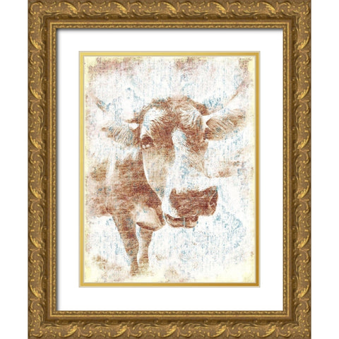 Copper Cow Gold Ornate Wood Framed Art Print with Double Matting by Grey, Jace