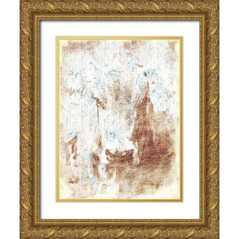 Copper Cow Again Gold Ornate Wood Framed Art Print with Double Matting by Grey, Jace