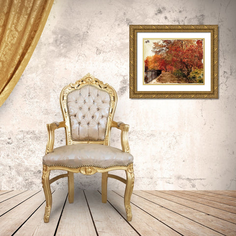 NY Fall Gold Ornate Wood Framed Art Print with Double Matting by Grey, Jace