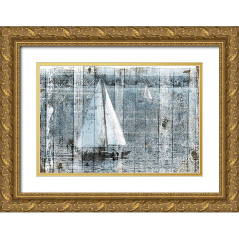 Boats Go Gold Ornate Wood Framed Art Print with Double Matting by Grey, Jace