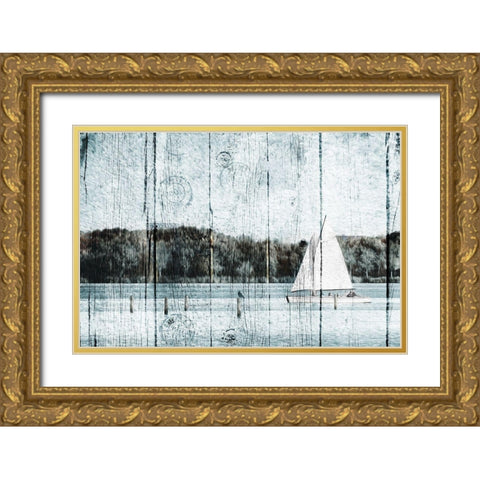 Relaxing boat Gold Ornate Wood Framed Art Print with Double Matting by Grey, Jace