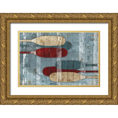 Wooden Oars Gold Ornate Wood Framed Art Print with Double Matting by Grey, Jace