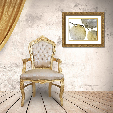 Classic Leaves White Gold Ornate Wood Framed Art Print with Double Matting by Grey, Jace