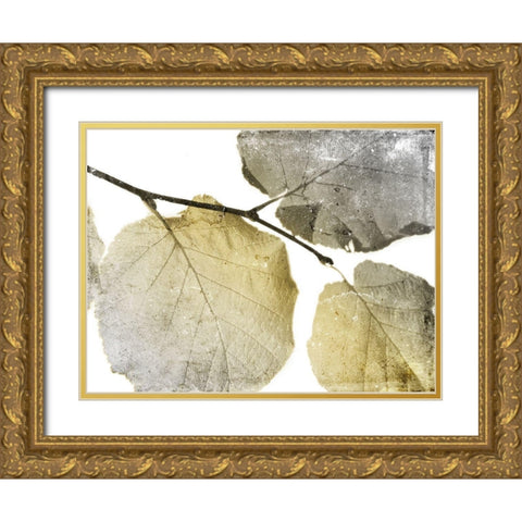 Classic Leaves White Gold Ornate Wood Framed Art Print with Double Matting by Grey, Jace