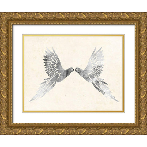 Silver Parrot Gold Ornate Wood Framed Art Print with Double Matting by Grey, Jace