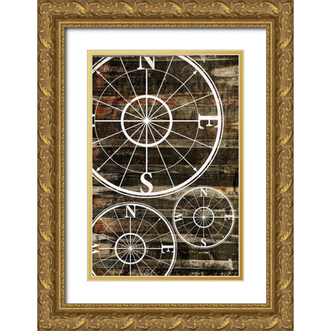 Compass Wood Gold Ornate Wood Framed Art Print with Double Matting by Grey, Jace