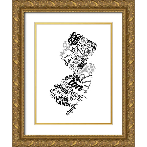 New Jersey Gold Ornate Wood Framed Art Print with Double Matting by Grey, Jace