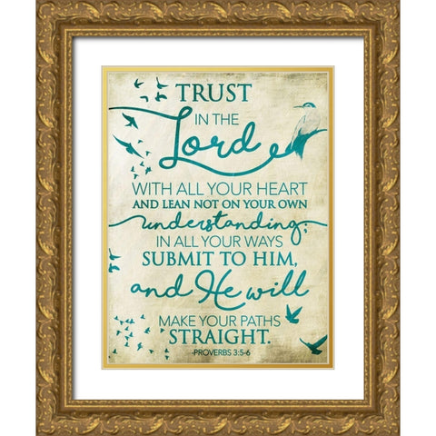 Trust Lord Birds Gold Ornate Wood Framed Art Print with Double Matting by Grey, Jace