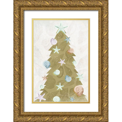 Coastal Christmas Gold Ornate Wood Framed Art Print with Double Matting by Grey, Jace