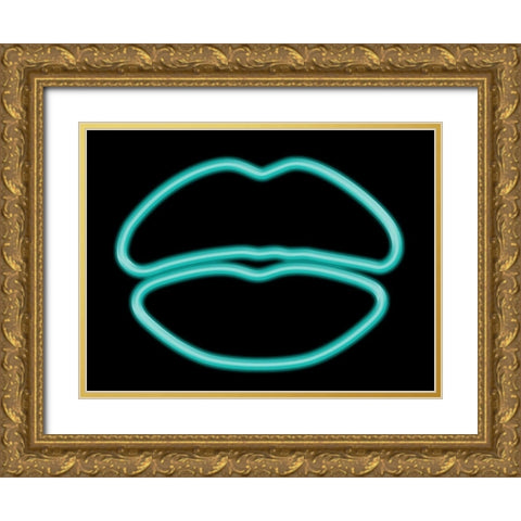 Glow Lips Gold Ornate Wood Framed Art Print with Double Matting by Grey, Jace