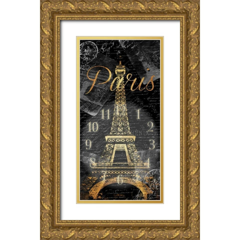 Paris Eiffel Time Gold Ornate Wood Framed Art Print with Double Matting by Grey, Jace