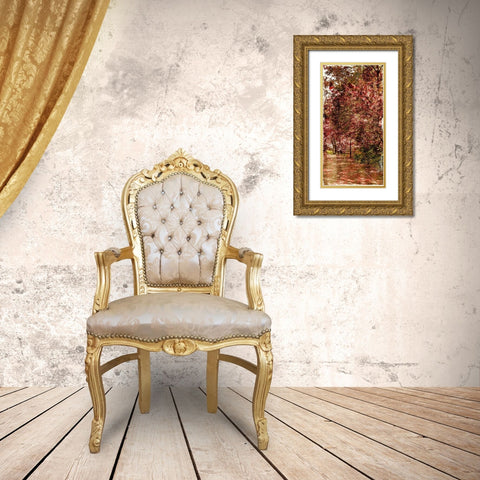 Ny Fall Trees Mate Gold Ornate Wood Framed Art Print with Double Matting by Grey, Jace