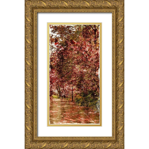 Ny Fall Trees Mate Gold Ornate Wood Framed Art Print with Double Matting by Grey, Jace