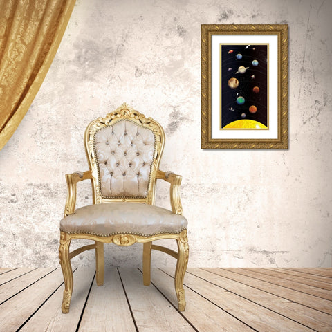 Galaxy Planets Gold Ornate Wood Framed Art Print with Double Matting by Grey, Jace