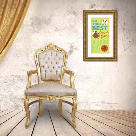 Sports Is Fun Gold Ornate Wood Framed Art Print with Double Matting by Grey, Jace