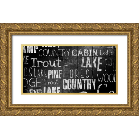 Lodge Words Gold Ornate Wood Framed Art Print with Double Matting by Grey, Jace