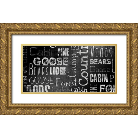 Lodge Words Mate Gold Ornate Wood Framed Art Print with Double Matting by Grey, Jace